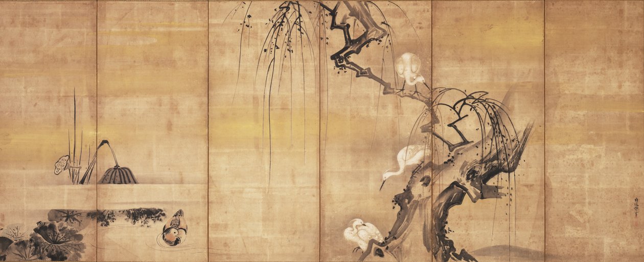 鳥の風景、17世紀前半 作： 狩野直信