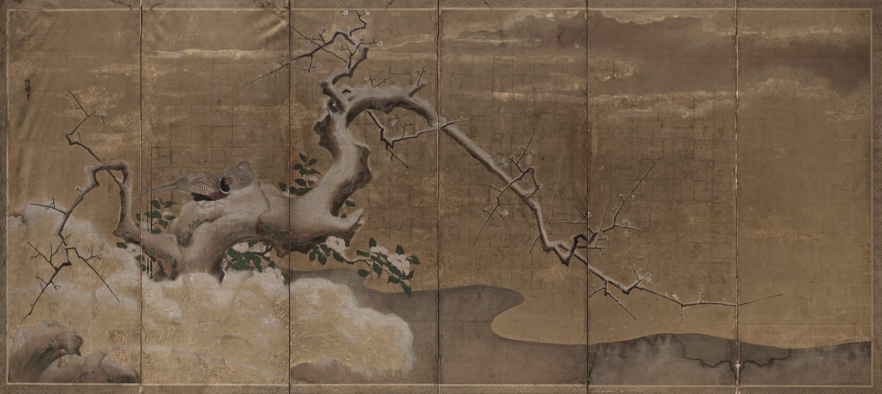 梅とキジの冬景色（鳥類右） 作： 狩野直信
