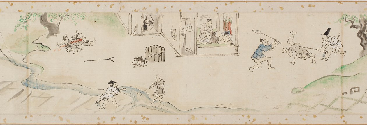 地蔵菩薩による奇蹟 絵巻の一節写本、江戸時代、1627年。 作： 狩野探幽
