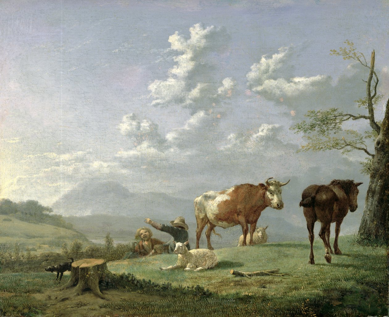 牧歌的な風景、1650年頃 作： カレル・デュジャルダン
