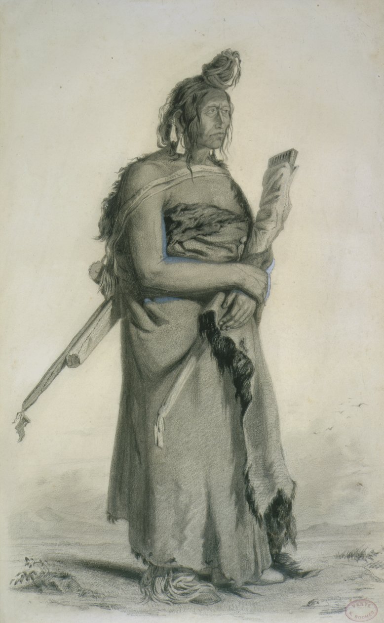 Mexhemauastan、Gros Ventres、1833-43年（紙に鉛筆、ペン、トイレ） 作： カール・ボドマー
