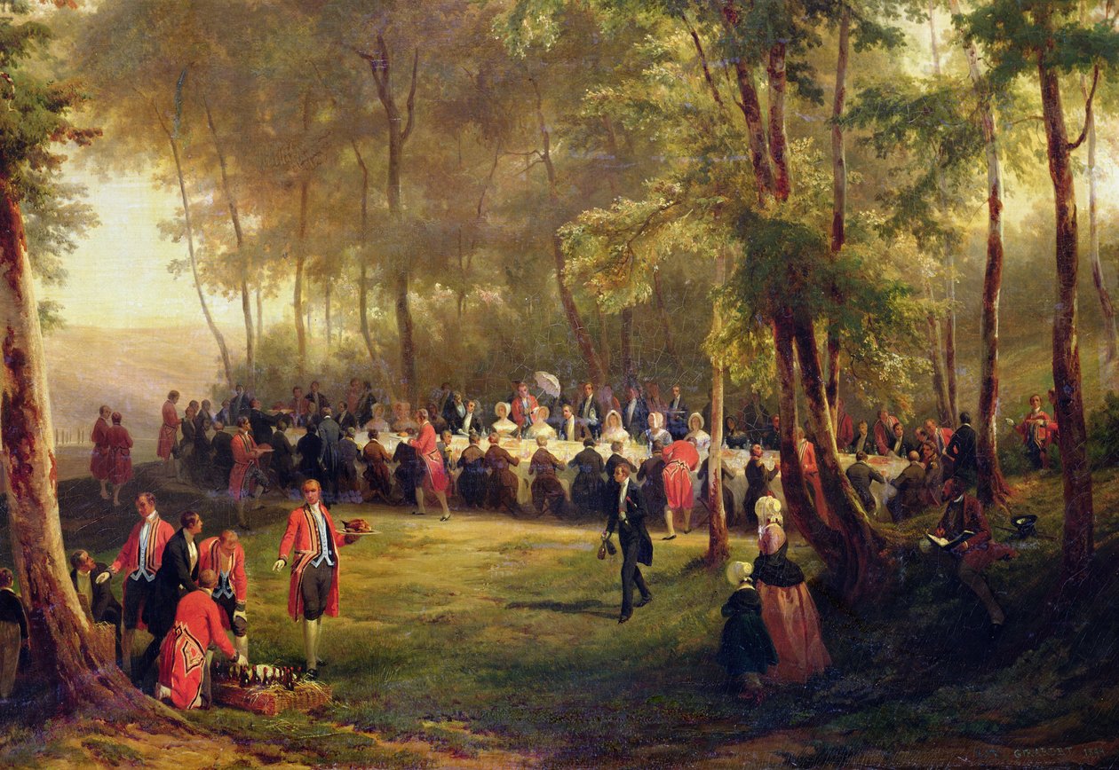 1844年9月6日、1843年9月6日、ルイフィリップによってビクトリアの女王のために与えられた昼食（詳細は60678） 作： カール・ジラルデ