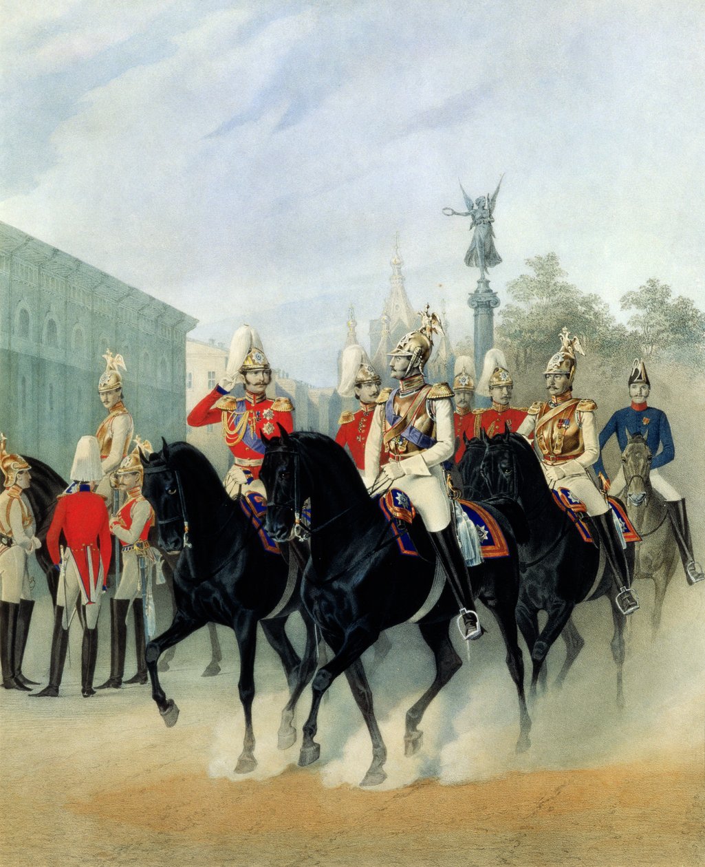 1843年、サンクトペテルブルクのニコラス1世（1796-1855）とアレクサンドル大公（1845-94） 作： カール・カルロヴィッチ・ピラツキー