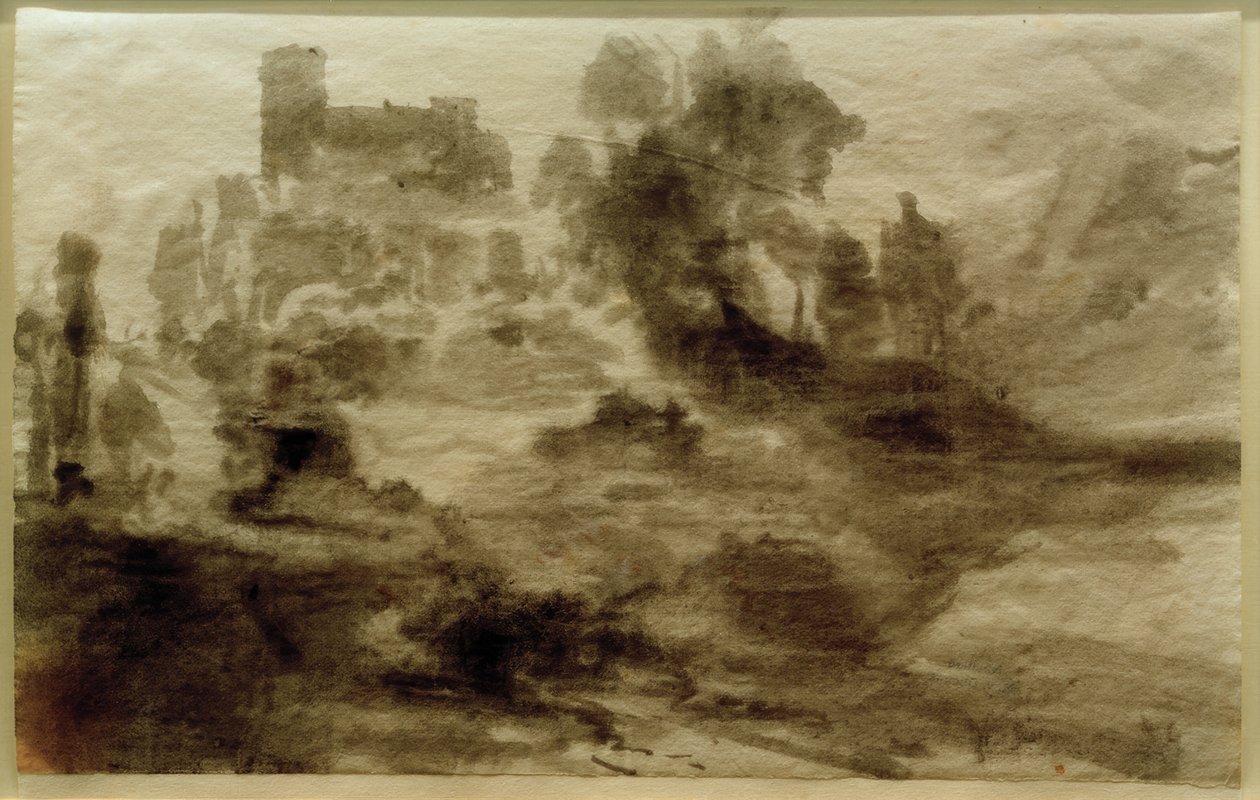 城（または教会）のある風景 作： カール・ブレッヘン