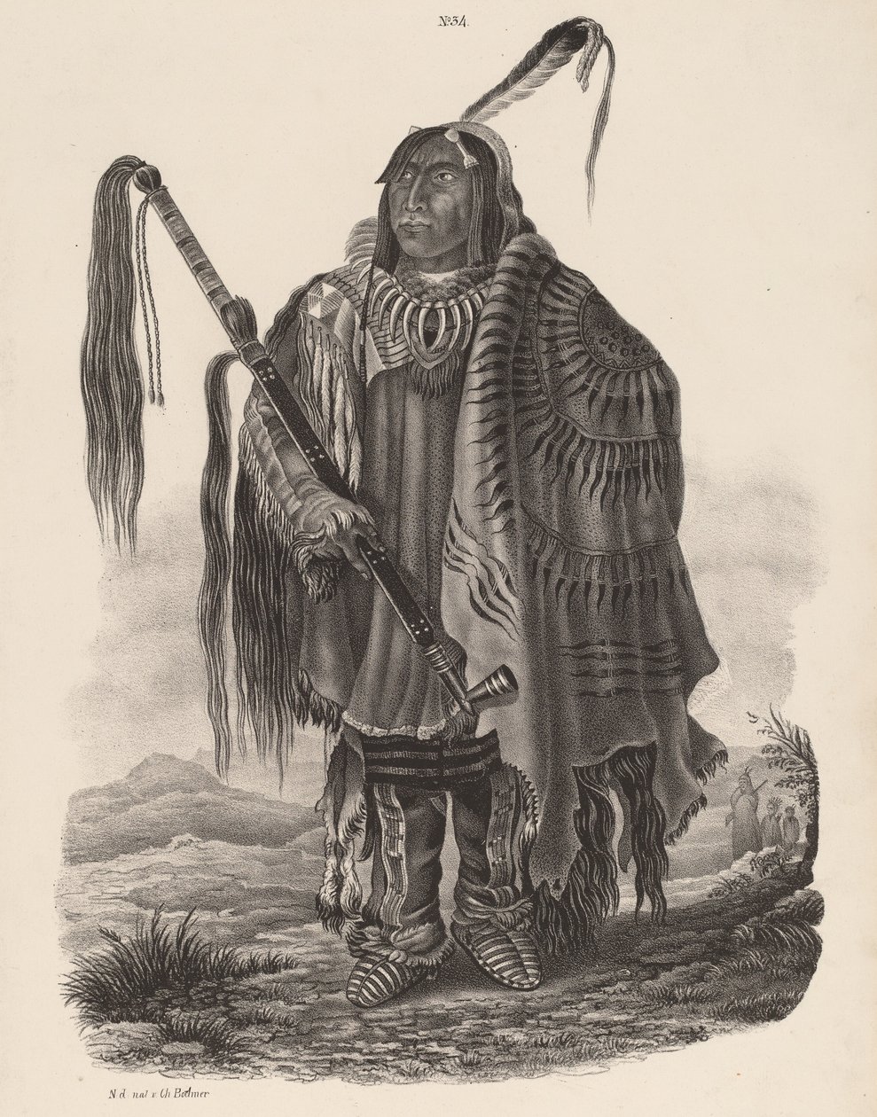 Ein Monitari Indianer, 1839年。 作： カール・ボドマー