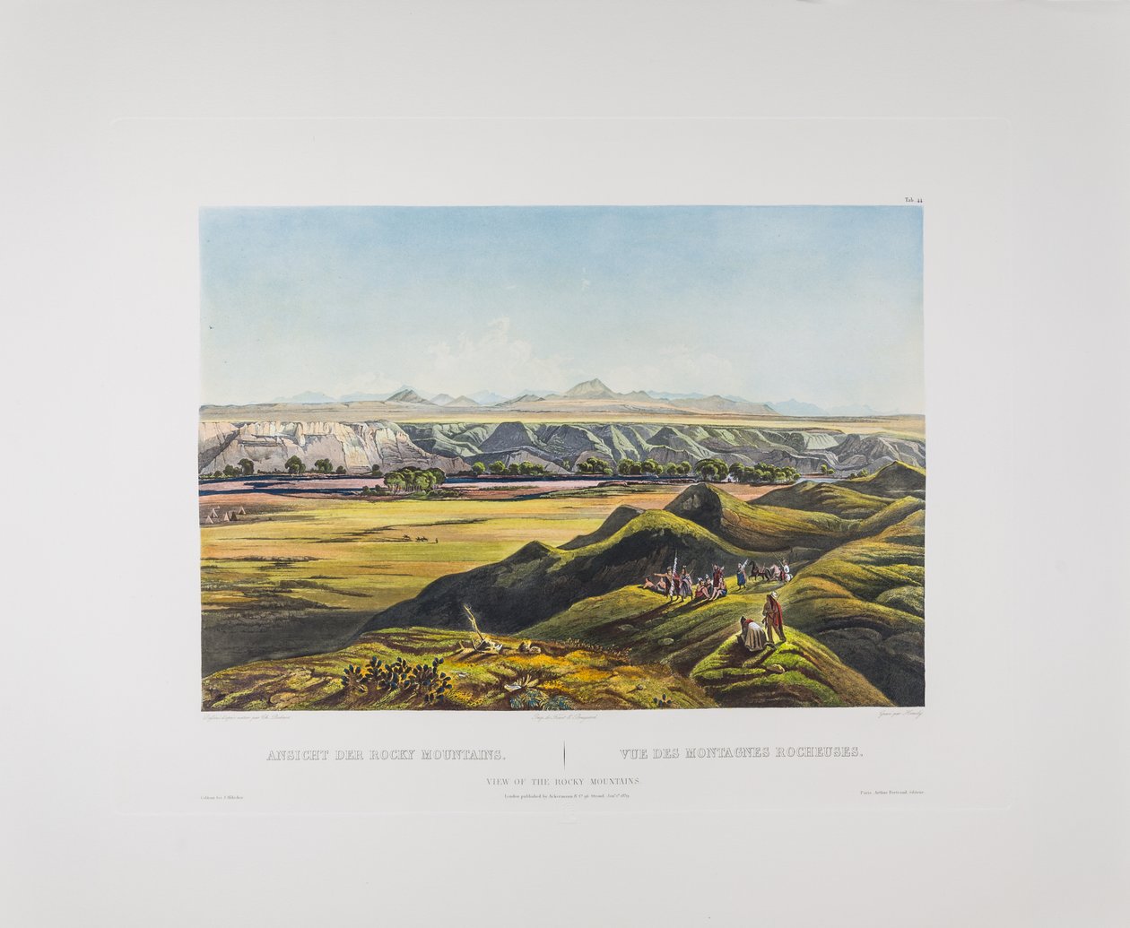 タブロー44ロッキー山脈の眺め、ボドマーのアメリカ、1836-43年頃（紙に銅版画） 作： カール・ボドマー