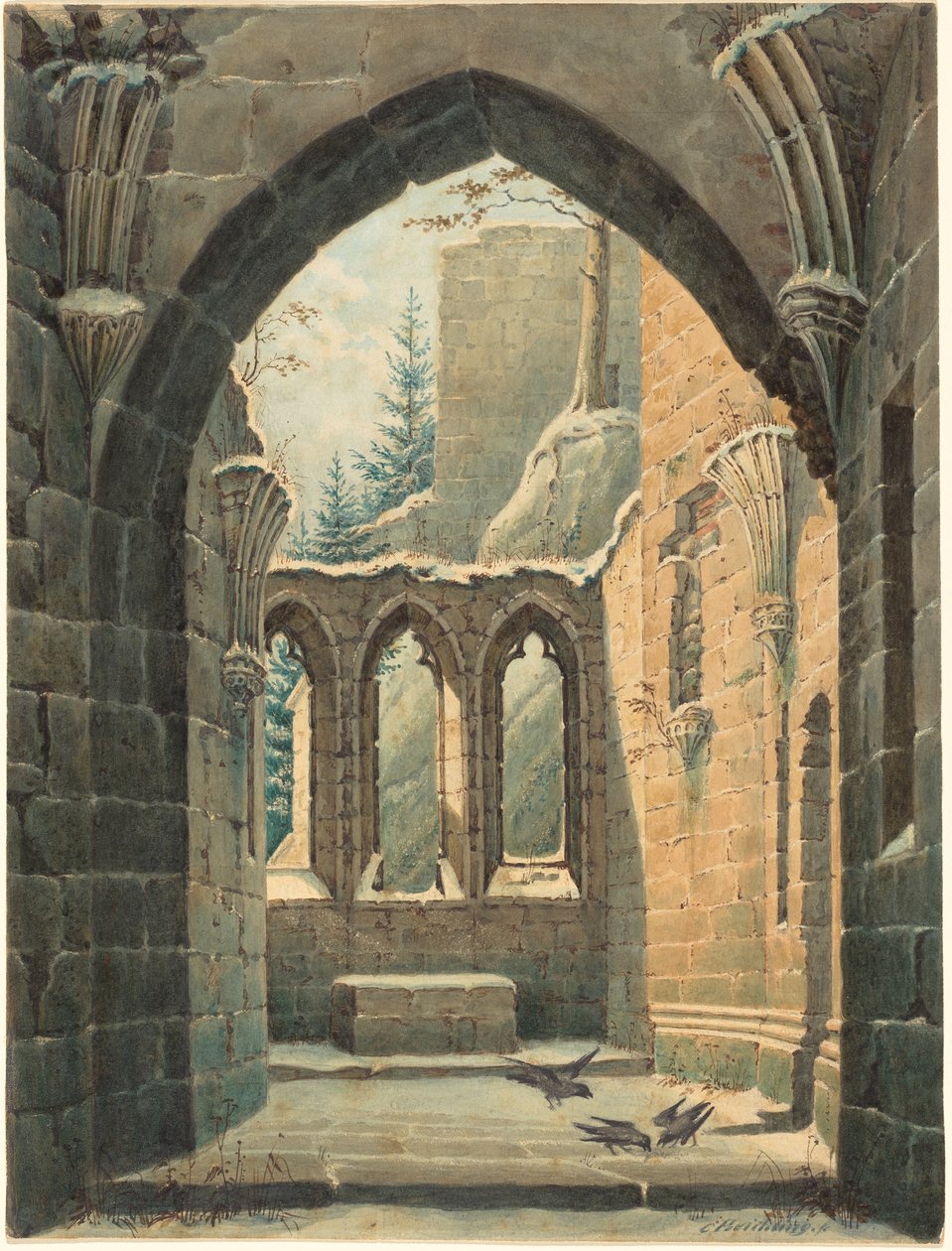 冬のオイビン僧院跡 作： Karl Heinrich Beichling
