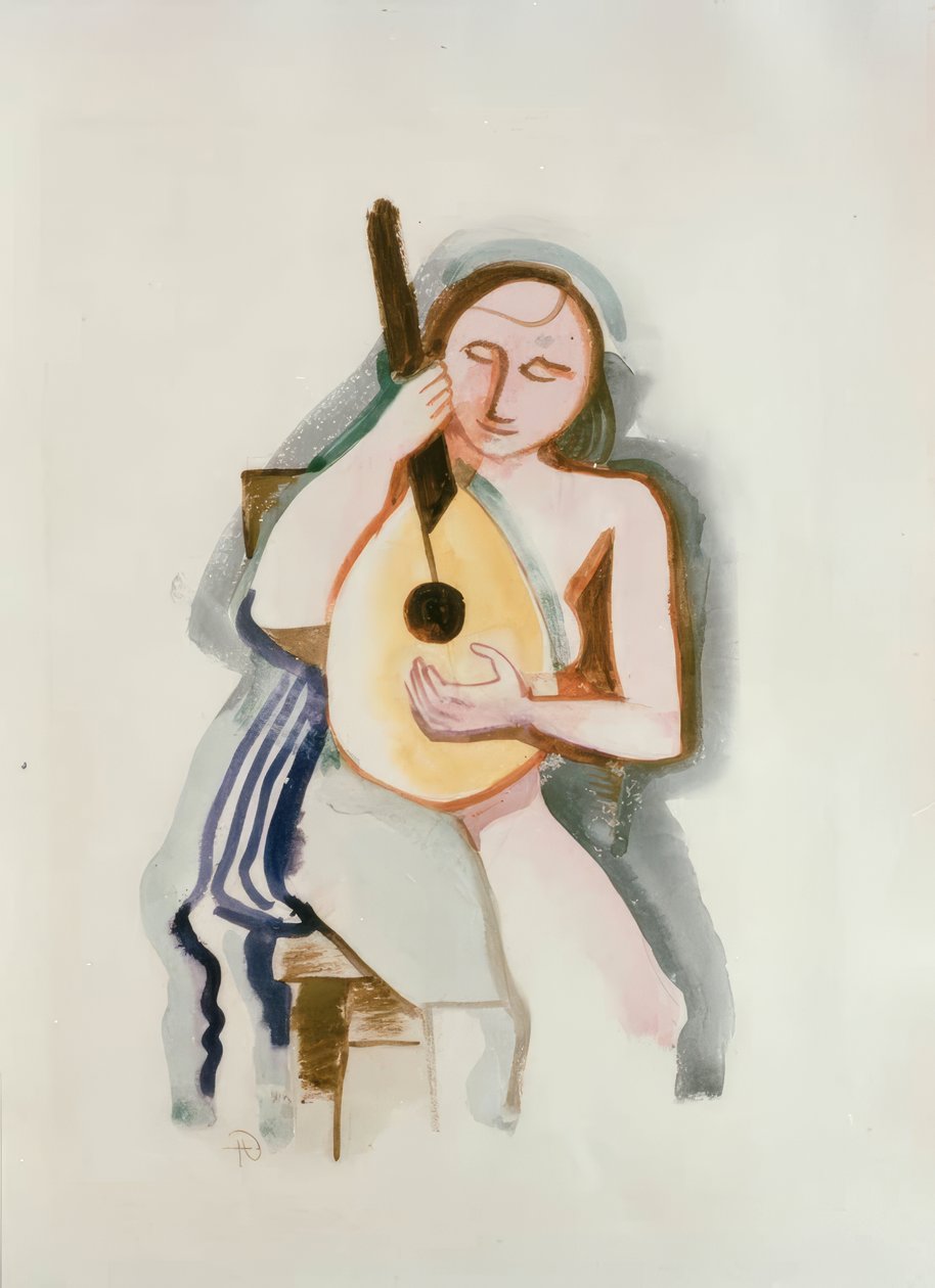 Mädchen mit Gitarre von Karl Hofer