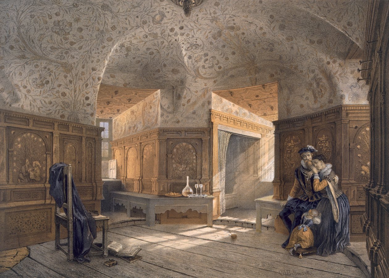 グスタフ 1 世の息子であるエリック 14 世の刑務所、パブ、グリプショルム。 c1853-64。 作： カール・ヨハン・ビルマーク