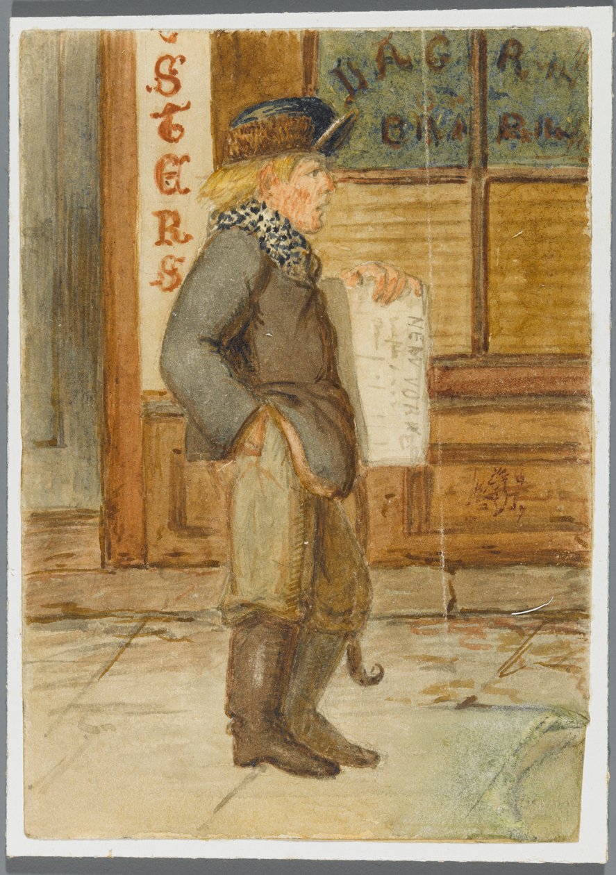 新聞の少年、1864年（黒人メディアを引きずりながらトイレ） 作： カールLHミューラー