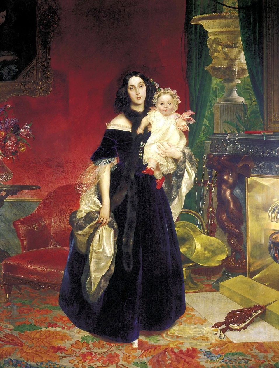 Maria Arkadyevna Stolypina Beck 1819-1889 と娘、1840 年。 作： カール・パヴロヴィッチ・ブリューロフ
