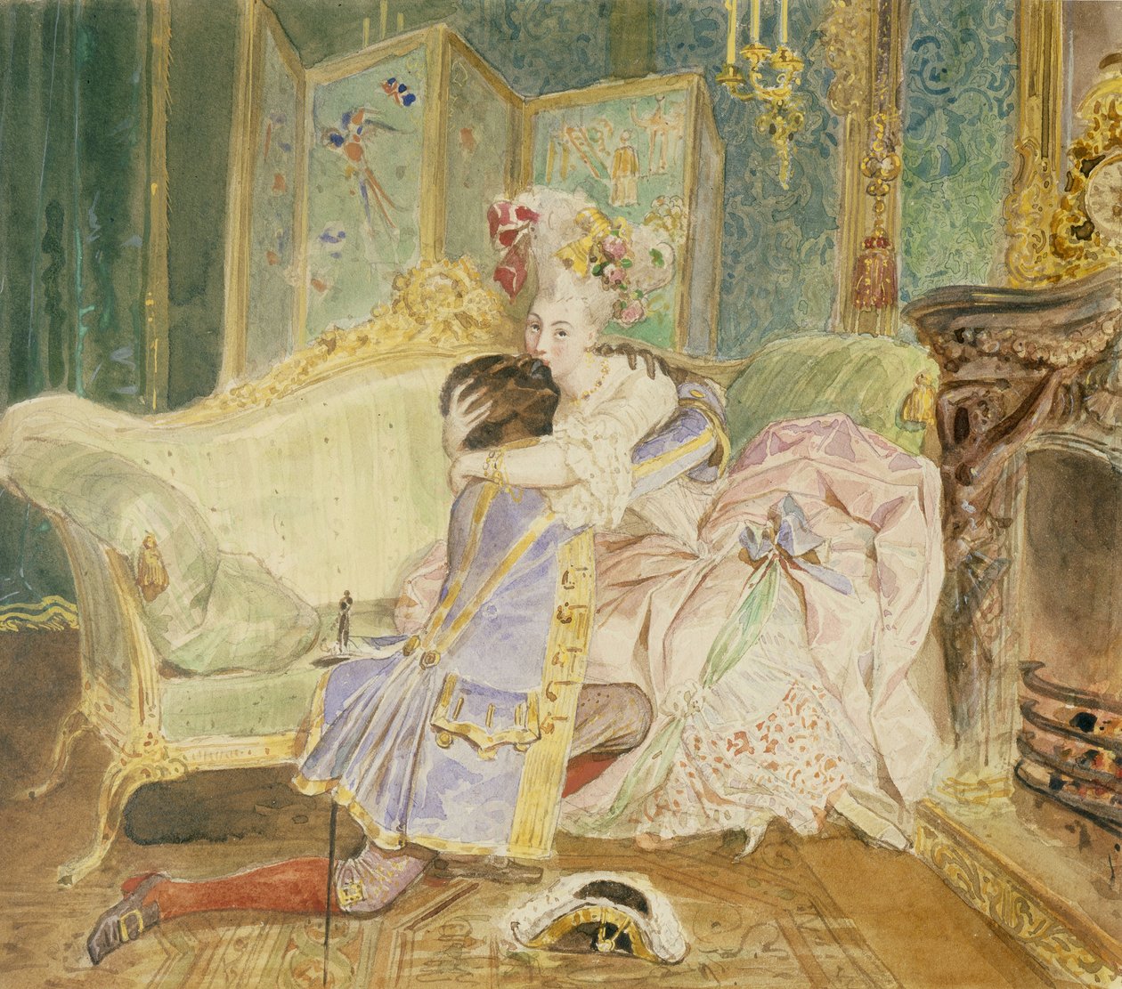 Tapaaminen. Kuvitus A. Pushkinin romaanille Pietari Suuri Musta, 1847-1849 作： カール・パヴロヴィッチ・ブリューロフ