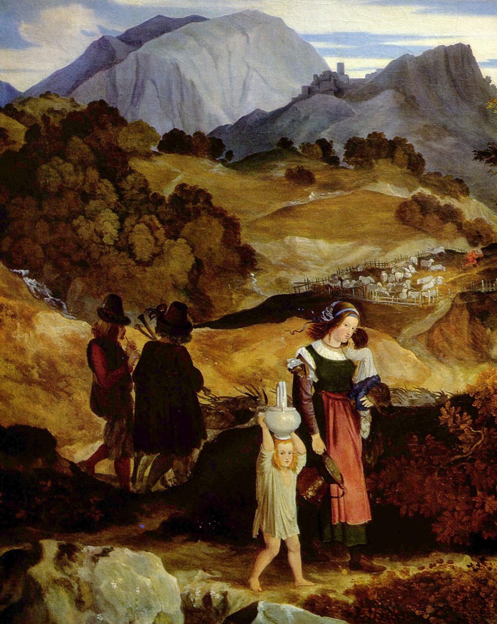 ドイツ：スビアコ近郊の羊飼いのいる山の風景
 (詳細) 作： Karl Philipp Fohr