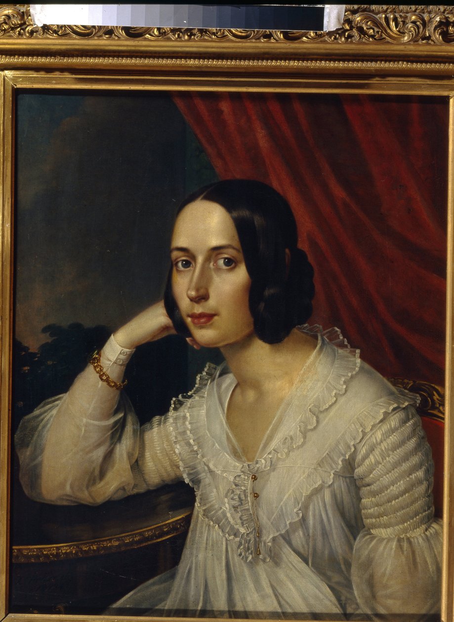 Portrait de Natalia Alekseevna Tuchkova Ogareva (1829-1913) (N. A. Tuchkova Ogareva の肖像)。 Peinture de Karl Reichel (1788-1857)、キャンバスに油彩、1842 年。 Art russe 作： カール・レイチェル