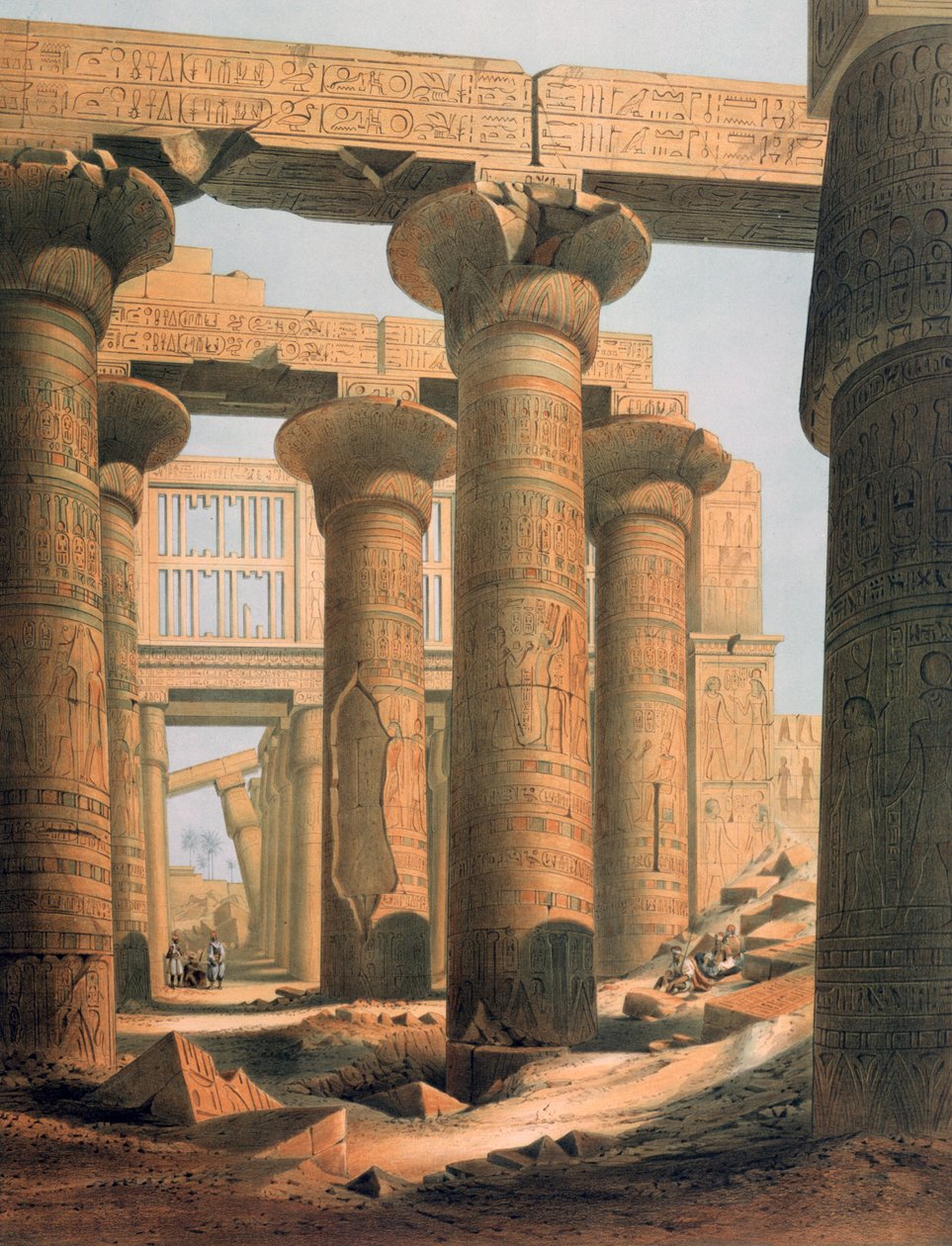カルナックの広間の内観」。Karl Richard Lepsius (1810-1884