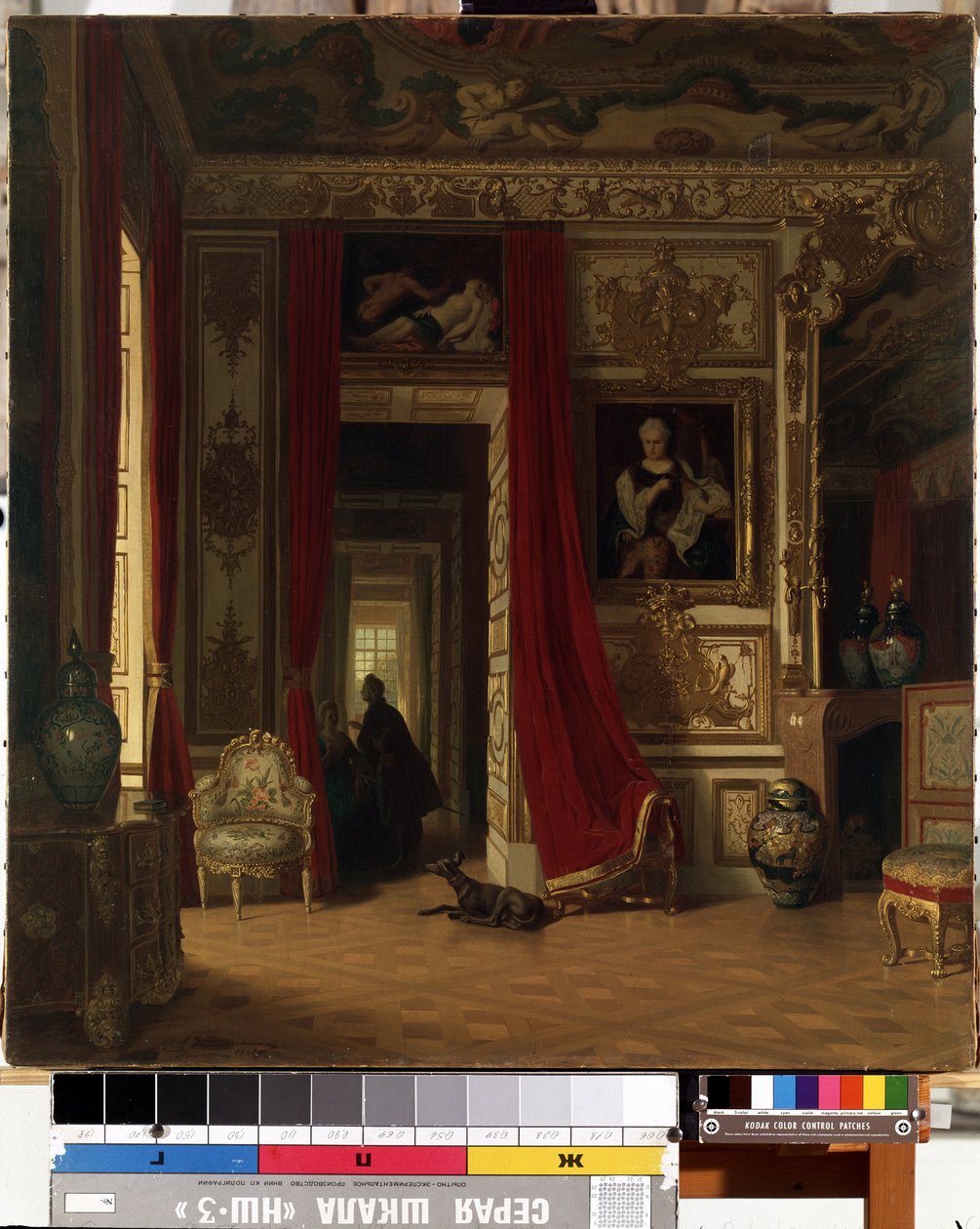 インテリア。 Karl Zimmermann (1796-1820) による絵画。 キャンバスに油彩、83 x 77 cm。 19世紀ドイツの芸術。 State M.K. Ciurlionis Art Museum、カウナス (リトアニア)。 作： カール・ジマーマン