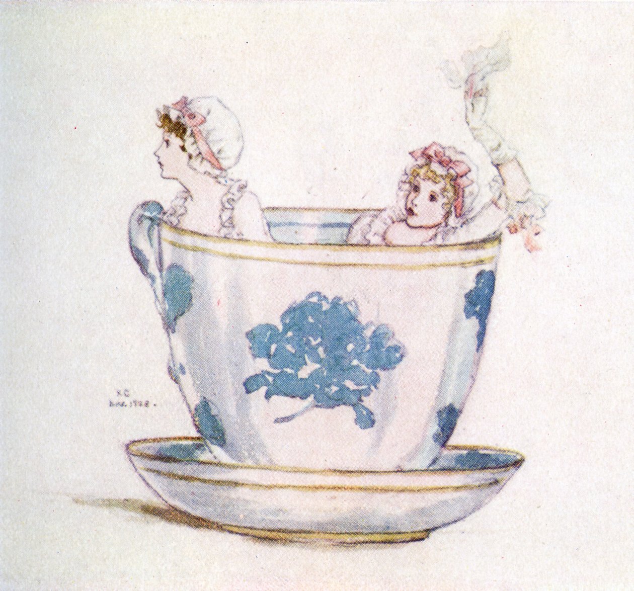 ケイト・グリーナウェイの「A calm in a tea-cup」。 作： ケイト・グリーナウェイ