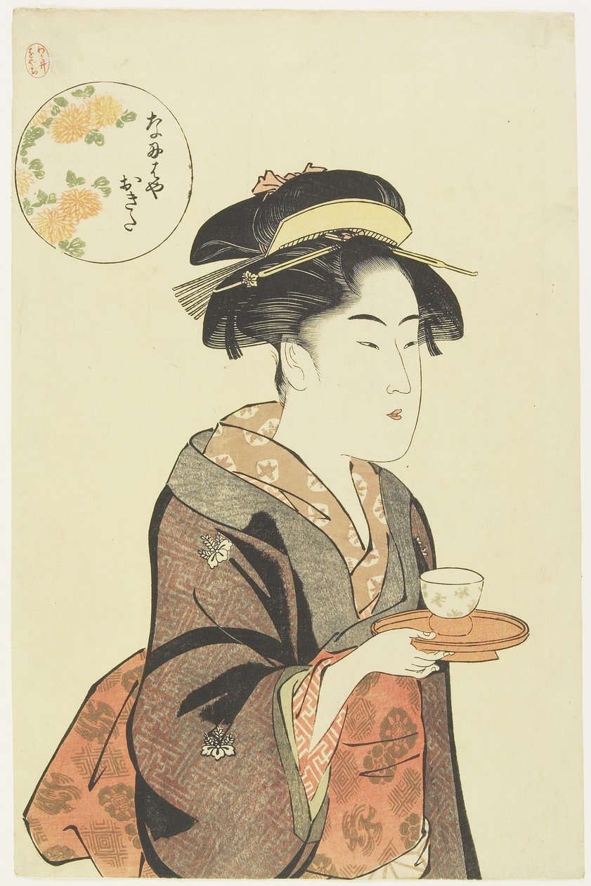 Waitress Okita of Naniwaya Teahouse, 1792-1793 作： 勝川春長