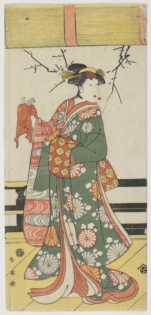Segawa Kikunojo III as Itohagi, 1792 (colour woodblock print) 作： 勝川春栄