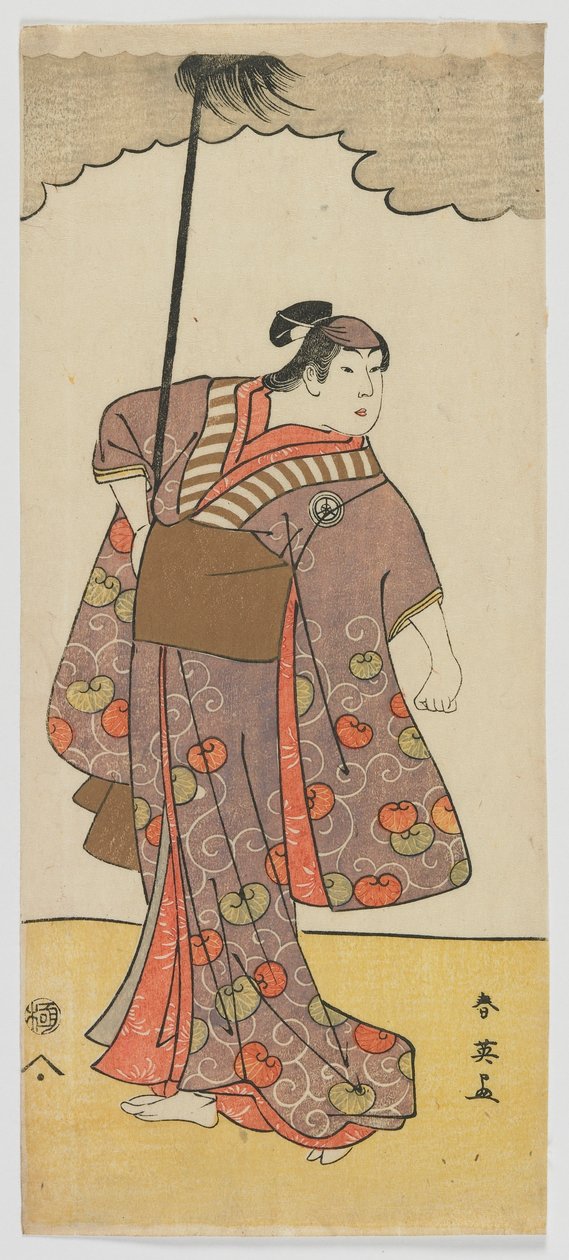 俳優岩井繁四郎IVの女性yakko（footman）江戸時代、1791年頃（カラー版画） 作： 勝川旬たまご