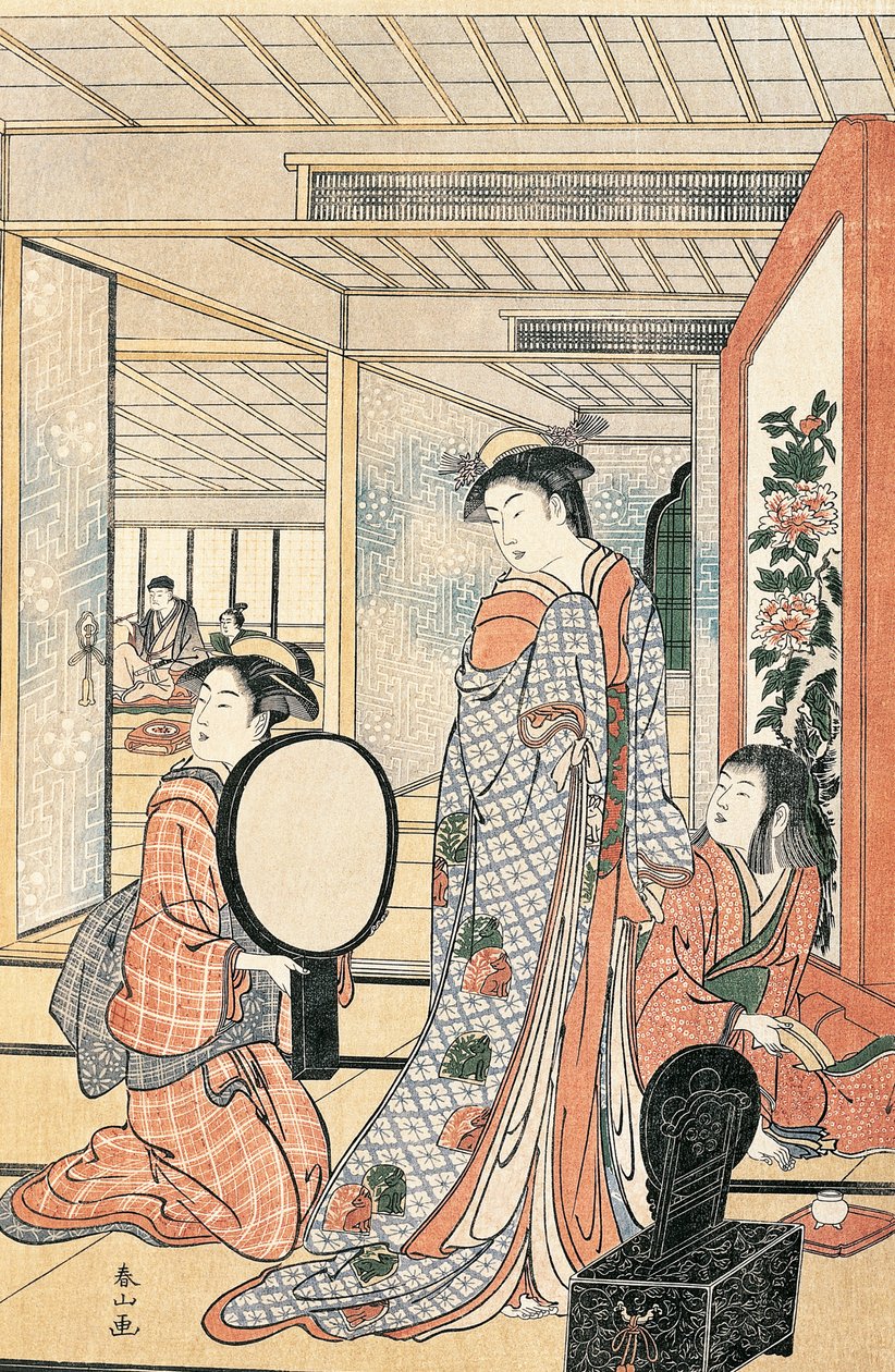 鏡の前の女 勝川春章（1726-1792）筆 日本 日本文明 作： 勝川春長