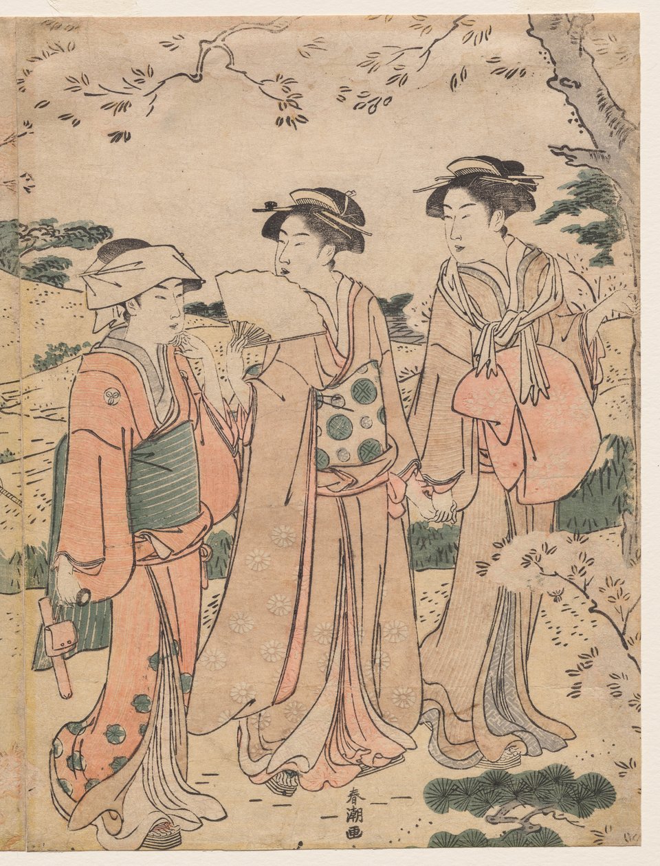 飛鳥山桜を見る女たち 作： 勝川春長