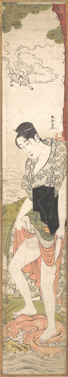 川で洗濯をする若い女性 18世紀末～19世紀初頭 作： 勝川春長