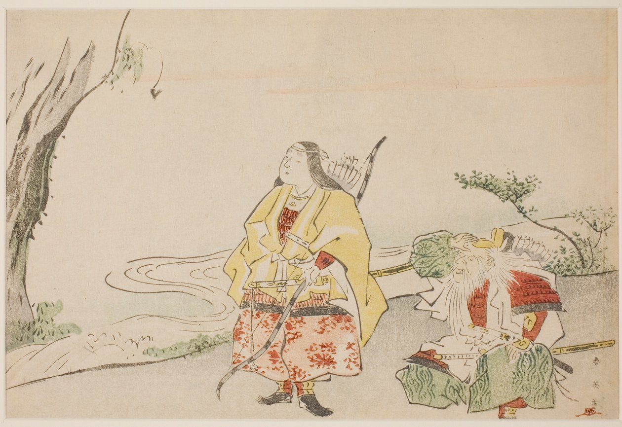 神功皇后（左）と竹之内宿禰大臣（右） 作： 勝川春栄