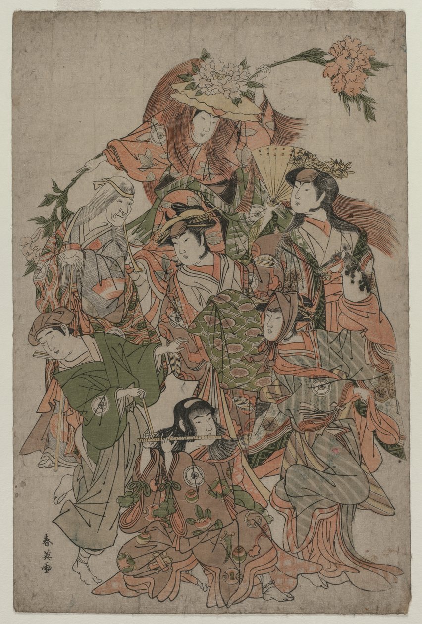 七つの変化の踊りの岩井半四世c。 1793または1794。 作： 勝川春栄
