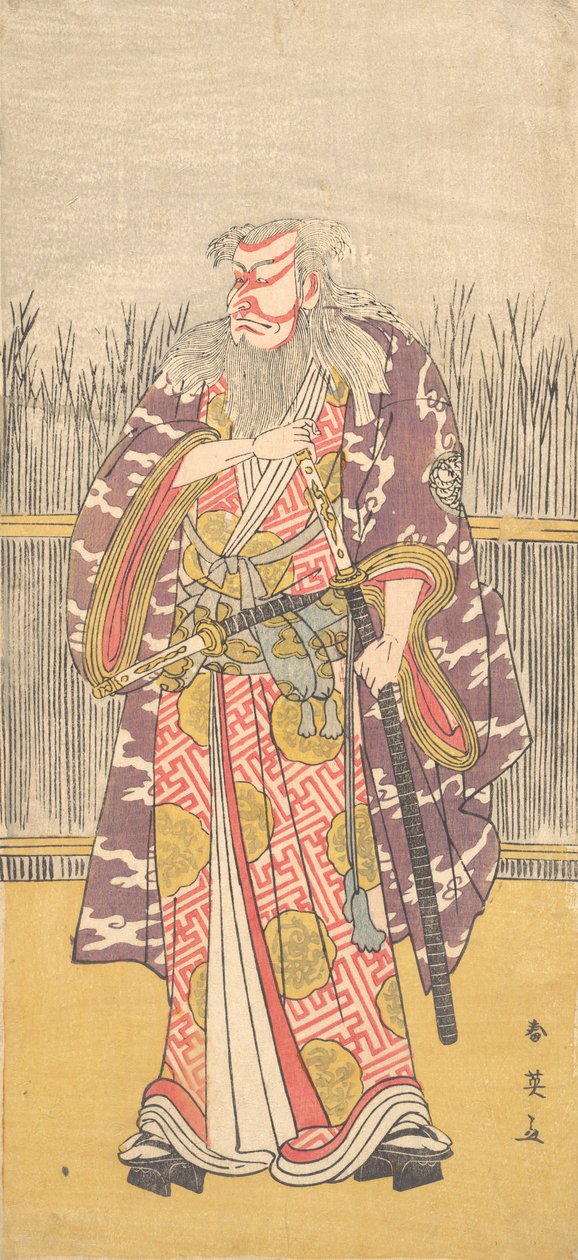 ひげの一休役の市川系の正体不明の俳優。 1795年。 作： 勝川春栄