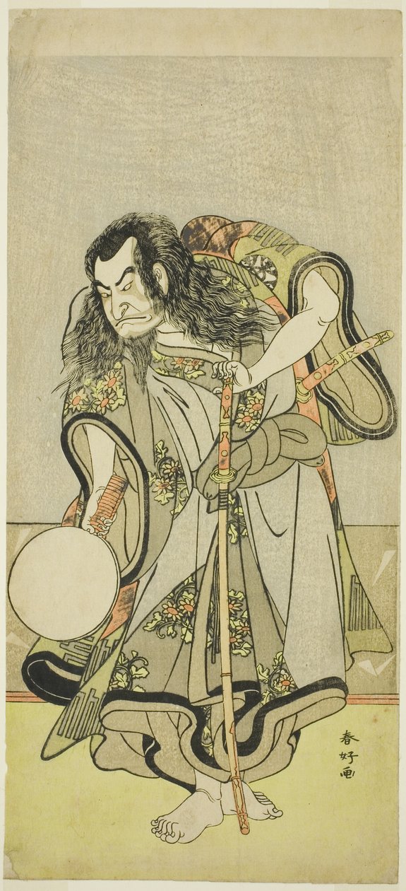 鼠の日の松の苗採り」（『姫小松根の火あそび』）の俊寛和尚役、初代中村仲蔵。 作： 勝川春香®