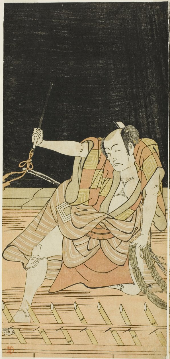 夏祭浪花鏡』の黒兵衛団七役・初代中村仲蔵と一寸徳兵衛役・五代目市川団十郎 作： 勝川春香®