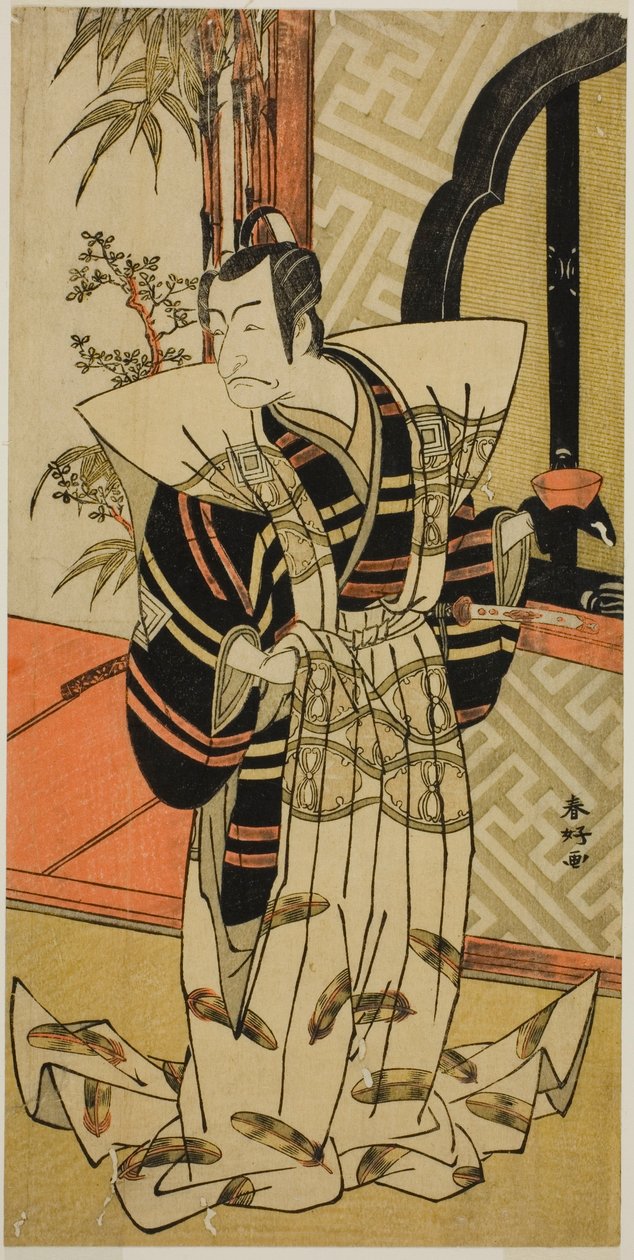 五代目市川團十郎が梶原平次を演じた『ひらがな清須記』（1776年3月、森田座）（ 作： 勝川春香®