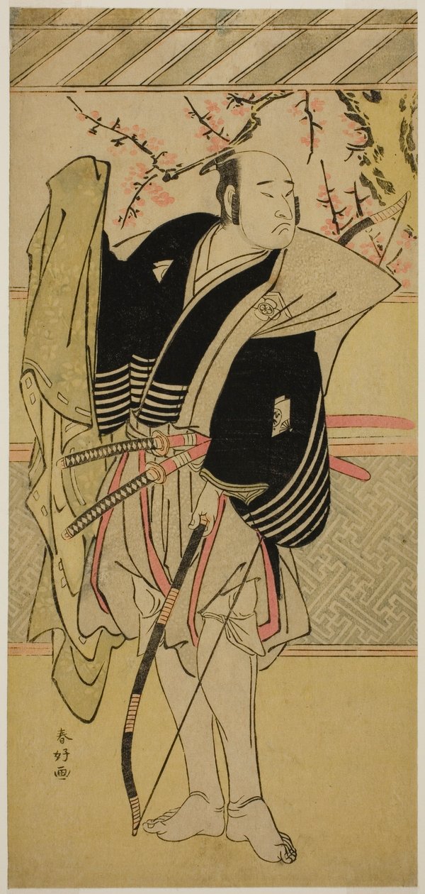 天明3年（1783）正月、中村座で上演された『江戸の花見ます曾我』の八幡三郎役（？ 作： 勝川春香®