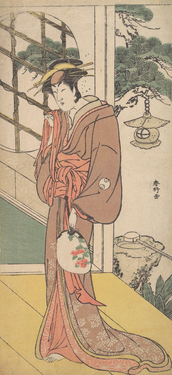 嵐龍造「エンガワに立つ背の高い女」1789年頃 作： 勝川俊子