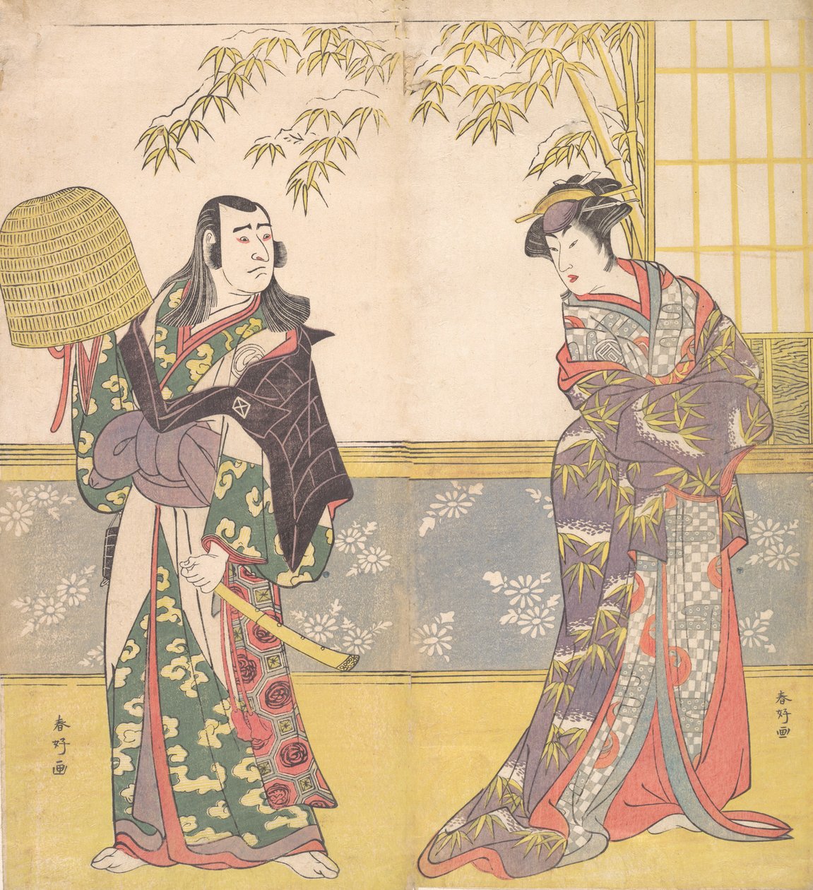 三代目澤村宗十郎と三代目佐野川市松の『花魁道中』1788年。 作： 勝川俊子