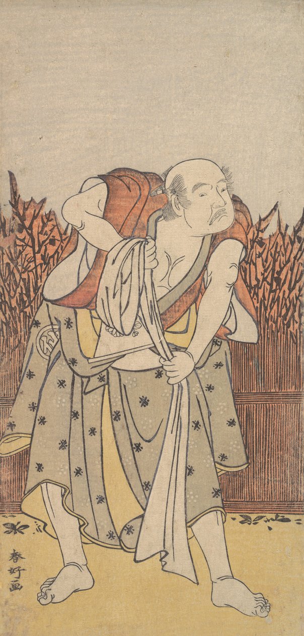 二代目中村助五郎の老人姿（1788年頃）。 作： 勝川俊子