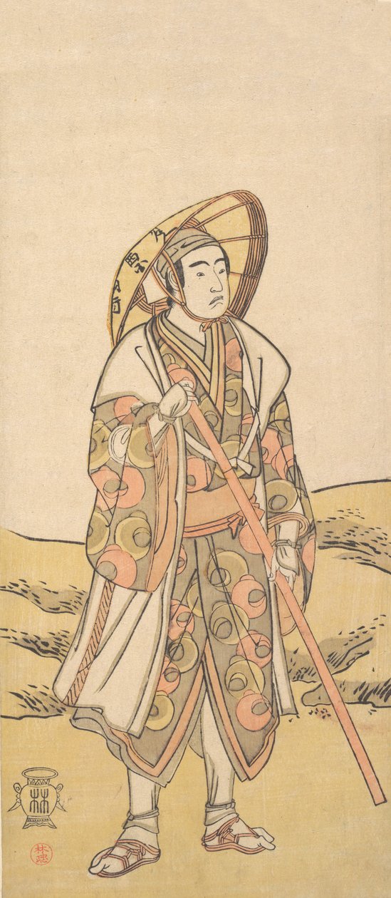 三代目沢村宗十郎 観音神社参詣 1784-88。 作： 勝川俊子