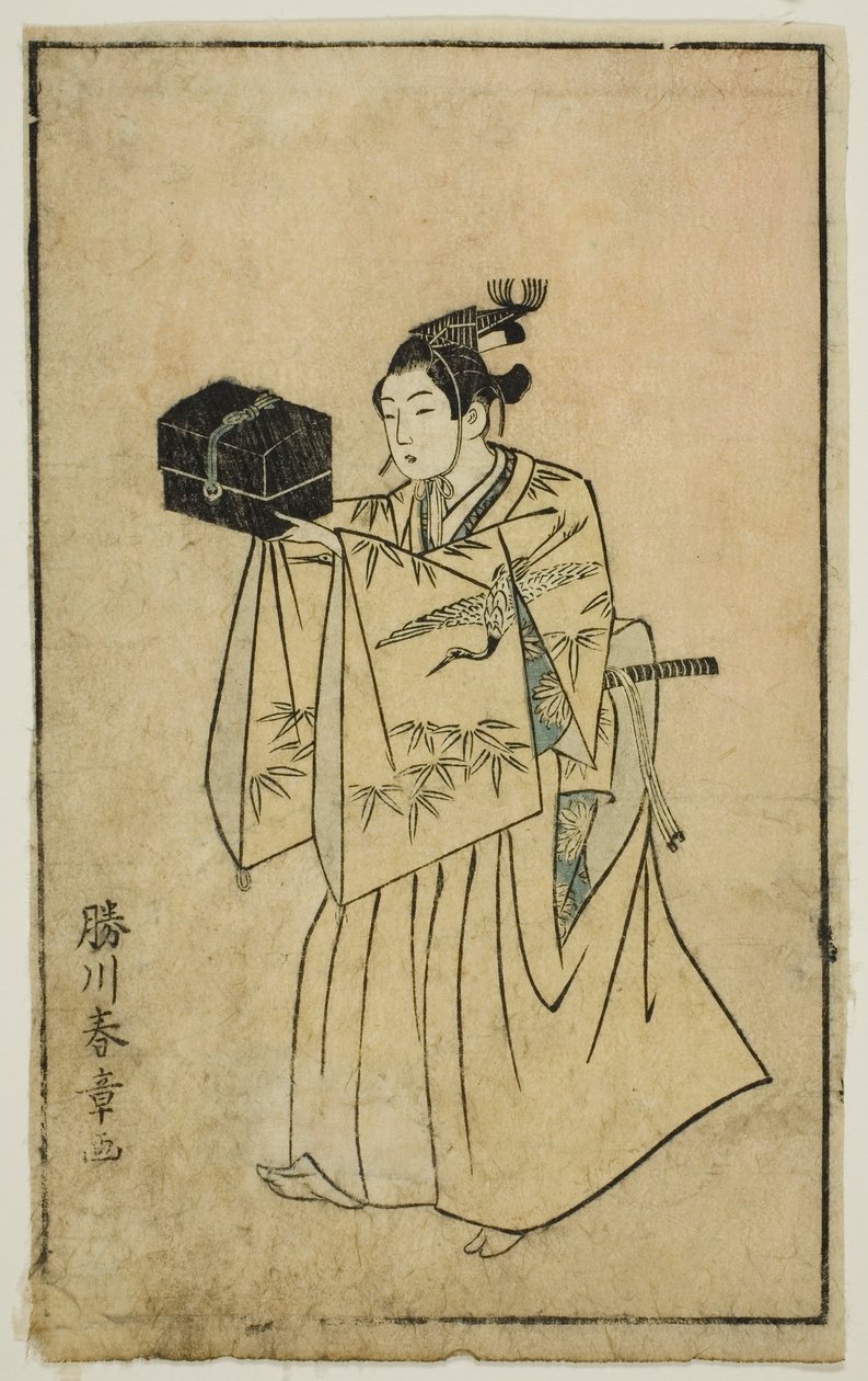 『絵本舞台扇』より千歳役の役者 作： 勝川春章