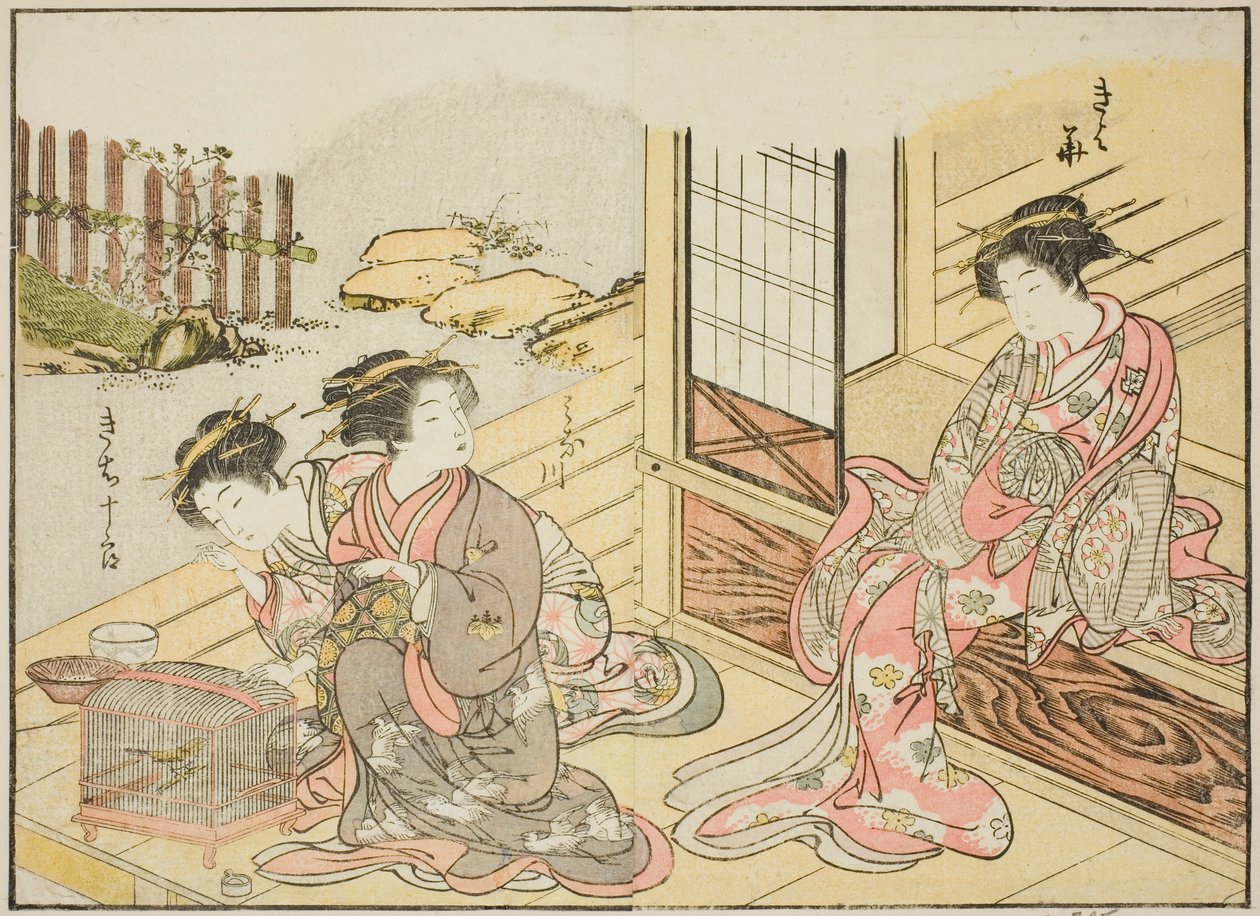 影萬寺屋の遊女 著書『清露美人合わせ姿鏡』より 1 作： 勝川春章