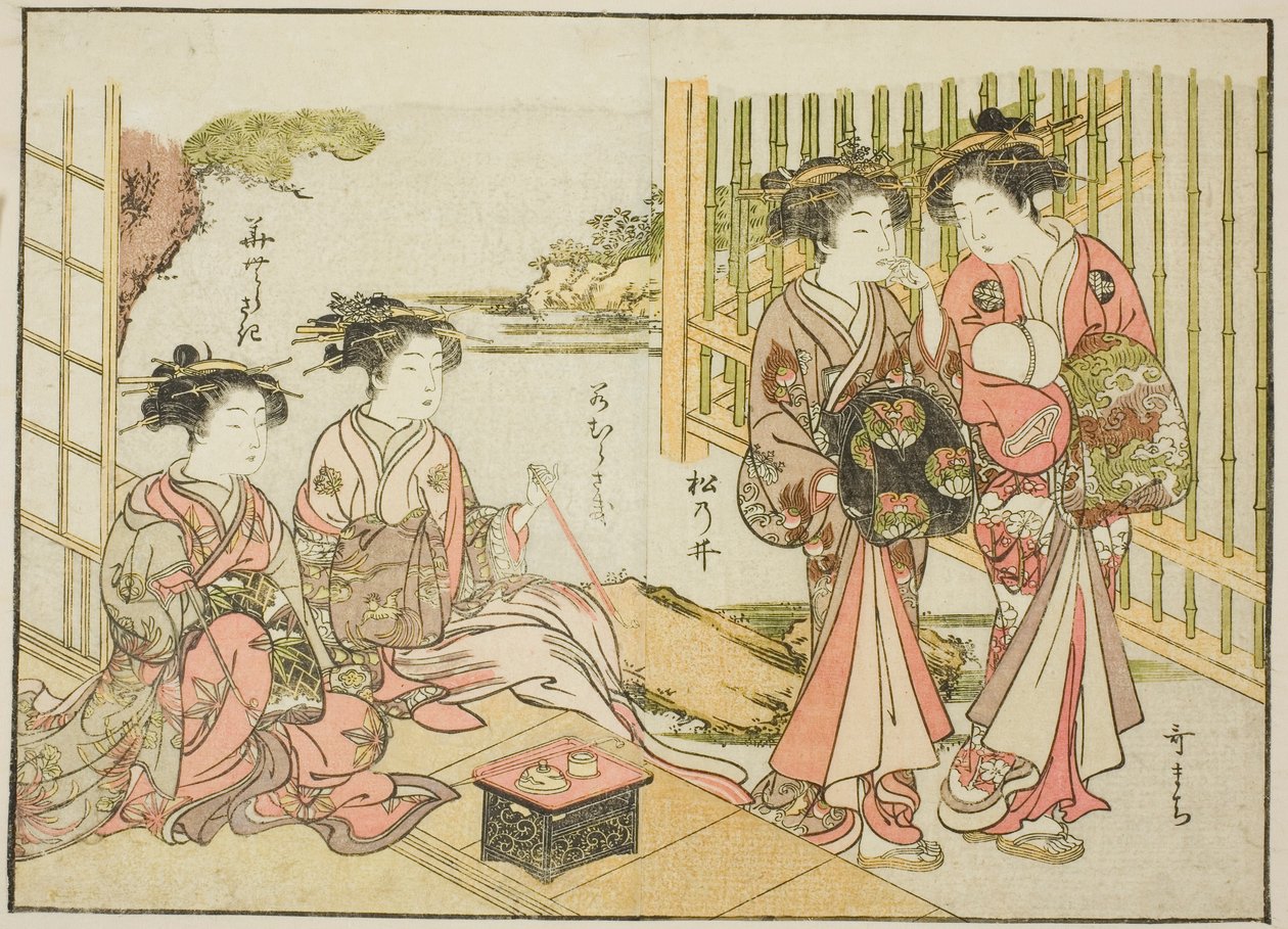 松葉屋の遊女 著書『清露美人合わせ姿鏡』より 1 作： 勝川春章