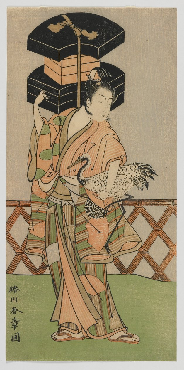 歌舞伎役者中村のしお扇子屋、江戸時代、1770年代半ば（色木版画） 作： 勝川春章