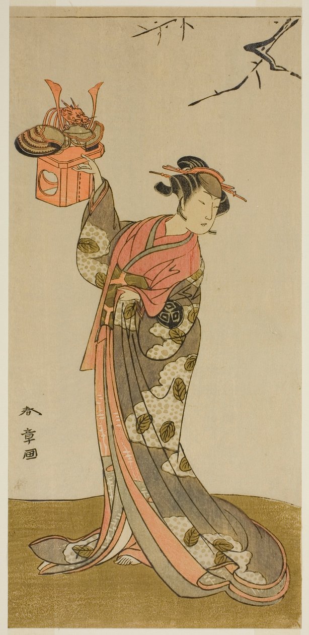 1773年4月市村座にて御所桜堀川陽一花野井役の俳優嵐ひなじ初代 作： 勝川春章