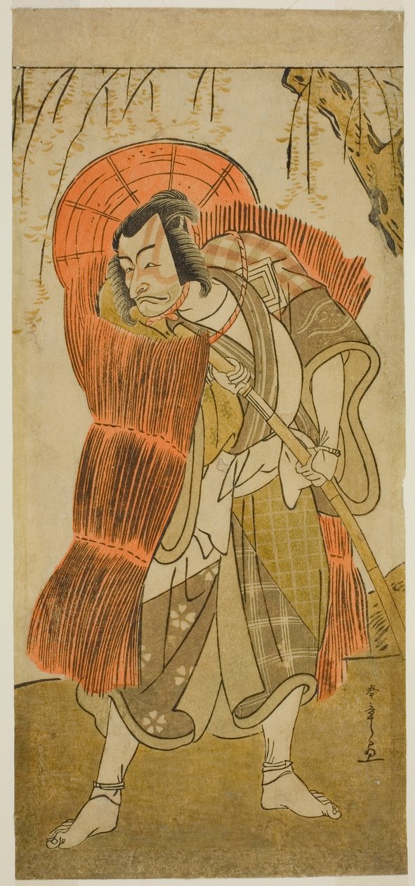 The Actor Ichikawa Danjuro V as Akushichibyoe Kagekiyo Disguised as a Beggar, in the Play Tsukisenu Haru Hagoromo Soga, Performed at the Ichimura Theater in the Third Month, 1777 作： 勝川春章