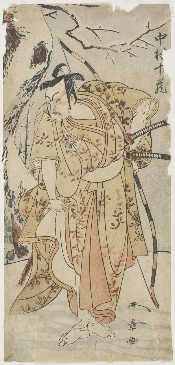 武士役の中村十三さん 作： 勝川春章