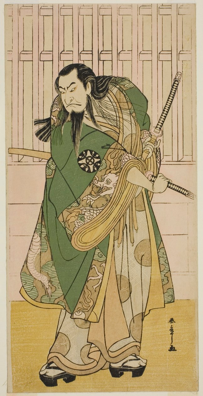 七草よそおい蘇我のヒゲの一休としての俳優中村中蔵初代、1782年5月に中村劇場で上演 作： 勝川春章