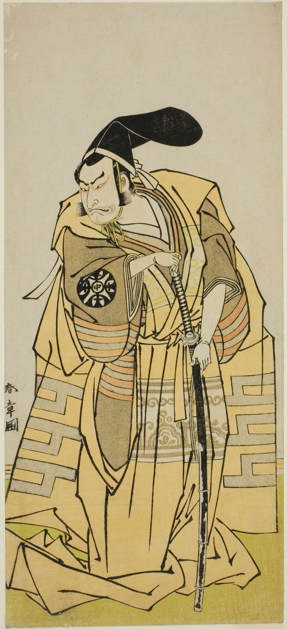 芝居色模様青柳蘇我（？）は、1775年二月中村座で上演される（？） 作： 勝川春章