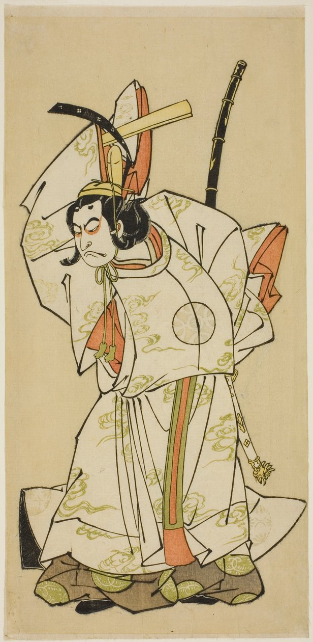 1773年、11月、中村座で上演された芝居「ごひいき勧進帳」で高麗皇子役の中村中蔵初代 作： 勝川春章