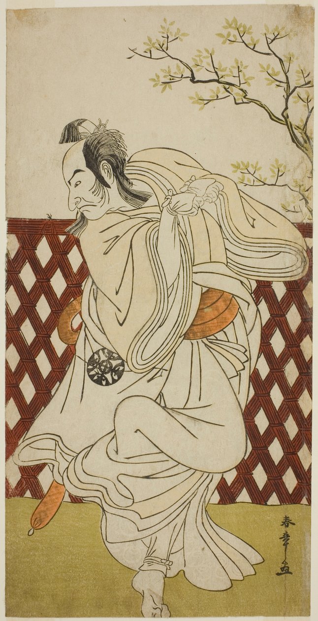 1775年、十一月、中村座で上演された花相雲源氏引出の左近狐役の中村中蔵初代 作： 勝川春章