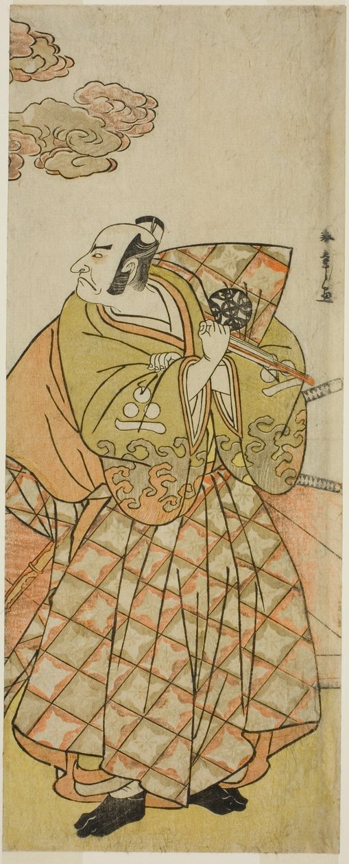 1781 年、11 月に中村座で上演された「四天王殿のきせわた」の渡辺綱役の中村中蔵初代 作： 勝川春章